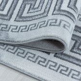Laagpolig design vloerkleed Woonkamer vloerkleed Marble Pattern Antique Silver Border