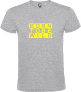 Grijs T shirt met print van " BORN TO BE WILD " print Neon Geel size XXXXL