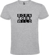 Grijs T shirt met print van " BORN TO BE WILD " print Zwart size M