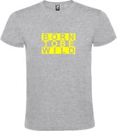 Grijs T shirt met print van " BORN TO BE WILD " print Neon Geel size XS
