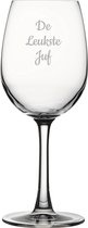 Gegraveerde witte wijnglas 36cl De Leukste Juf
