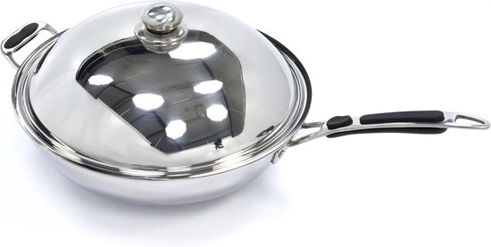Wokpan - Ø 36 cm - RVS - Inductie van Merkloos — afbeelding 4