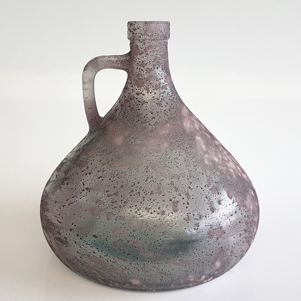 J-Line vaas / fles met handvat - Paars / grijs / wit - ø 17,5 x 18 cm hoog.