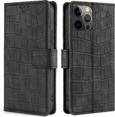 Hoesje geschikt voor Samsung Galaxy S22 Plus - Bookcase - Pasjeshouder - Portemonnee - Krokodil patroon - Kunstleer - Zwart