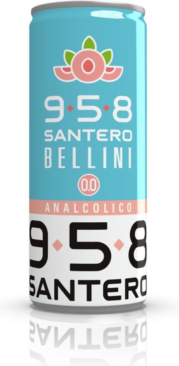 Santero 958 non alcohol Bellini can 0,25 0.0% (tray van 4 stuks)