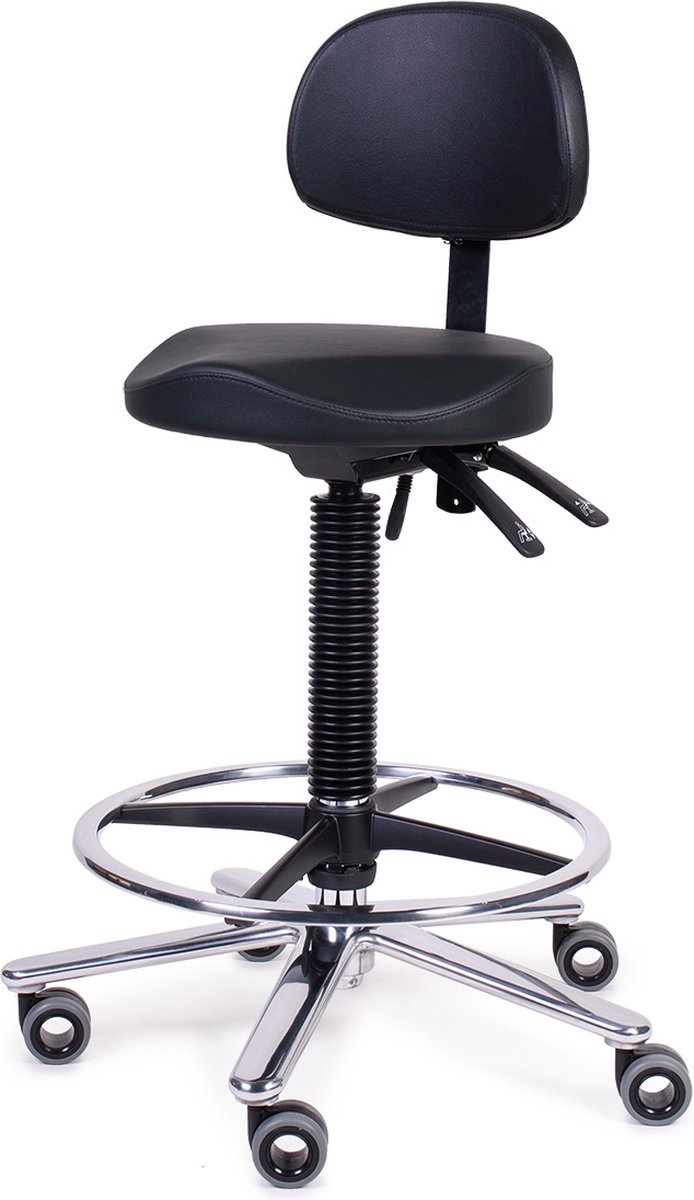 FIRMSEATS Medical Wave XL - Professionele Kruk met Rugleuning en Voetring - Hygiënische wielen
