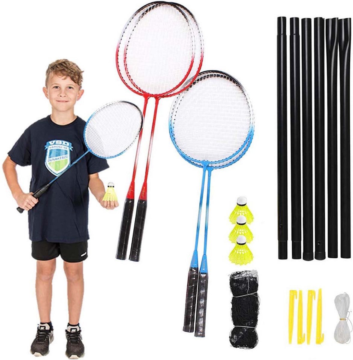 Oneiro’s Luxe 15-Delige Badmintonset SUN - Badmintonrackets - sport - zomer - badminton - tennis