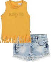 Koko Noko - Kledingset(2delig) - short jeans - mouwloos shirt geel - Maat 110