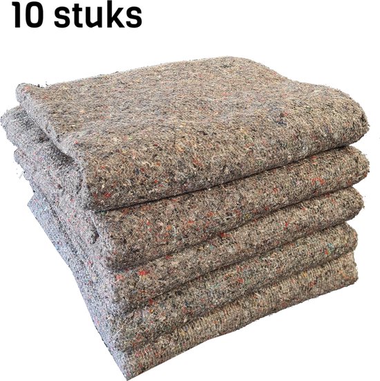 Ace Verpakkingen - Verhuisdeken / Opslagdekens - Verhuisdekens - 10 Stuks - 150 x 200 cm - Gestikte randen - Pakdeken - Beschermdekens - Grijs - Gerecycled
