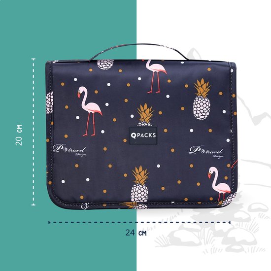Qpacks - Tropical Treasure Reis Toilettas - Waterproof - Ophangbaar - Beautycase – Blauw