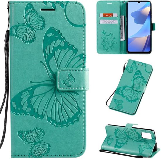 Protezione 360 Gradi Telefono WEIOU Leather Folio Cover Per OPPO A16 / A16s / A54s, Goffratura A Farfalla Custodia In Pelle PU Magnetica Libro Flip Portafoglio Case Con [Funzione Stand]. Grigio Cover