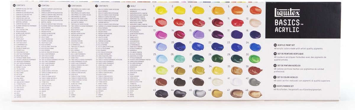 Liquitex 3699395 Basics Acrylverf Set – 48 x 22 ml Tubes | Kunstenaars Acrylverf | Middelmatige Viscositeit | Lichtechte Kleuren voor Schilderen, Canvas & Hobby — afbeelding 3
