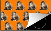 KitchenYeah® Inductie beschermer 78x52 cm - Huisdier - Patroon - Oranje - Kookplaataccessoires - Afdekplaat voor kookplaat - Inductiebeschermer - Inductiemat - Inductieplaat mat