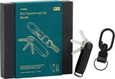 Orbitkey 2.0 Saffiano Porte - clé noire avec clip noir Gift Set