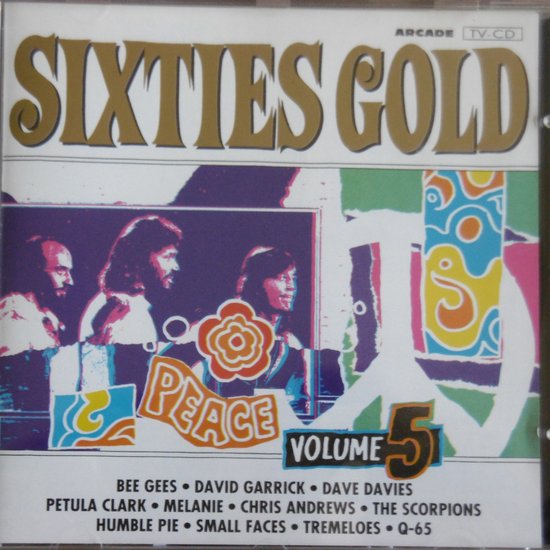 Sixties Gold volume 5 CD-hoes met een afbeelding van de band en het woord Vrede.
