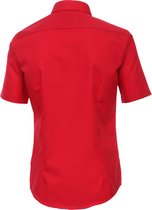 VENTI modern fit overhemd - korte mouw - popeline - rood - Strijkvriendelijk - Boordmaat: 39