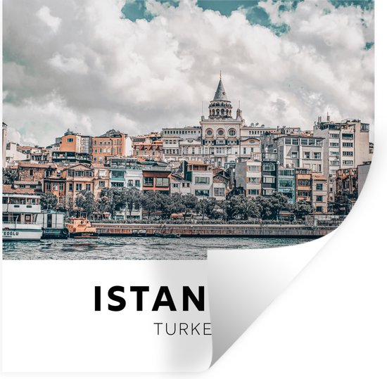 Muurstickers - Sticker Folie - Istanbul - Turkije - Huis - 50x50 cm - Plakfolie - Muurstickers Kinderkamer - Zelfklevend Behang - Zelfklevend behangpapier - Stickerfolie