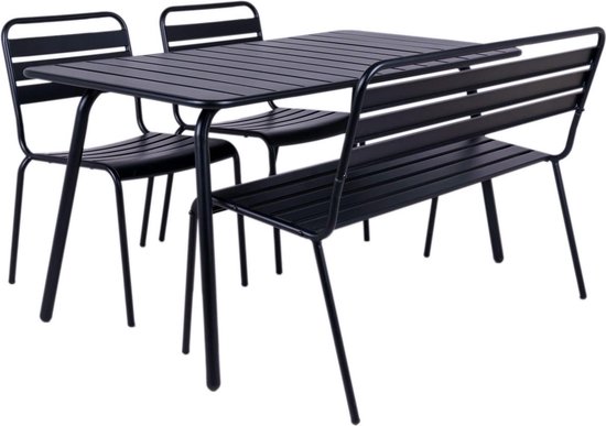 MaximaVida metalen tuinset Max zwart 150 cm – 1 tafel met 2 stoelen en 1  bank | bol.com