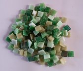 Mozaiek steentjes Glas Vierkant 1x1 cm groen mix 300 gram