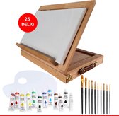 Chevalet modèle de table - Toile Peinture toile - Ajustable - Chevalet de table - Boîte à dessin - Coffret de peintre - Peinture acrylique - 25 Pièces