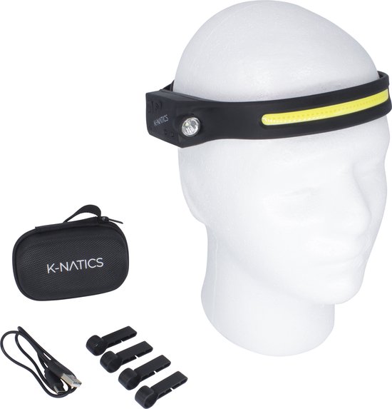 K-NATICS LED Hoofdlamp - USB-C oplaadbaar - Bewegingssensor - 230° en 5 lichtstanden - 500 Lumen - Waterdicht - 2 Jaar Garantie! - K-natics