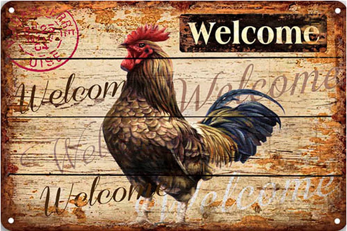 Signs-USA Retro wandbord - metaal - Welcome - Cocker - 20 x 30 cm Multi-coloured