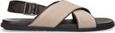 Sacha - Heren - Bruine leren sandalen met beige details - Maat 41