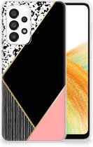 Telefoonhoesje Geschikt voor Samsung Galaxy A33 5G TPU Silicone Hoesje Black Pink Shapes