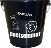 Emmer - 5 liter - zwart - met tekst: Omas poetsemmer – Cadeau – Geschenk – Gift – Kado – Surprise