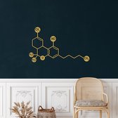 Wanddecoratie |Serotonine Molecuul / THC Molecule   decor | Metal - Wall Art | Muurdecoratie | Woonkamer |Gouden| 90x62cm