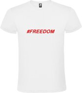 Wit  T shirt met  print van "# FREEDOM " print Rood size M