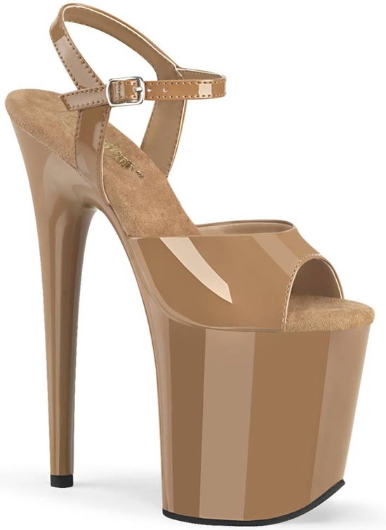 Pleaser - FLAMINGO-809 Sandaal met enkelband, Paaldans schoenen - US 10 - 40 Shoes - Beige