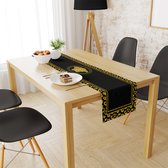 Zijou Tafelloper Medusa zwart - Linnen stof 140x45 cm
