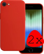 Hoes voor iPhone SE 2022 Hoesje Siliconen Case Hoes - Hoes voor iPhone SE 2022 Hoes Cover - Rood - 2 Stuks