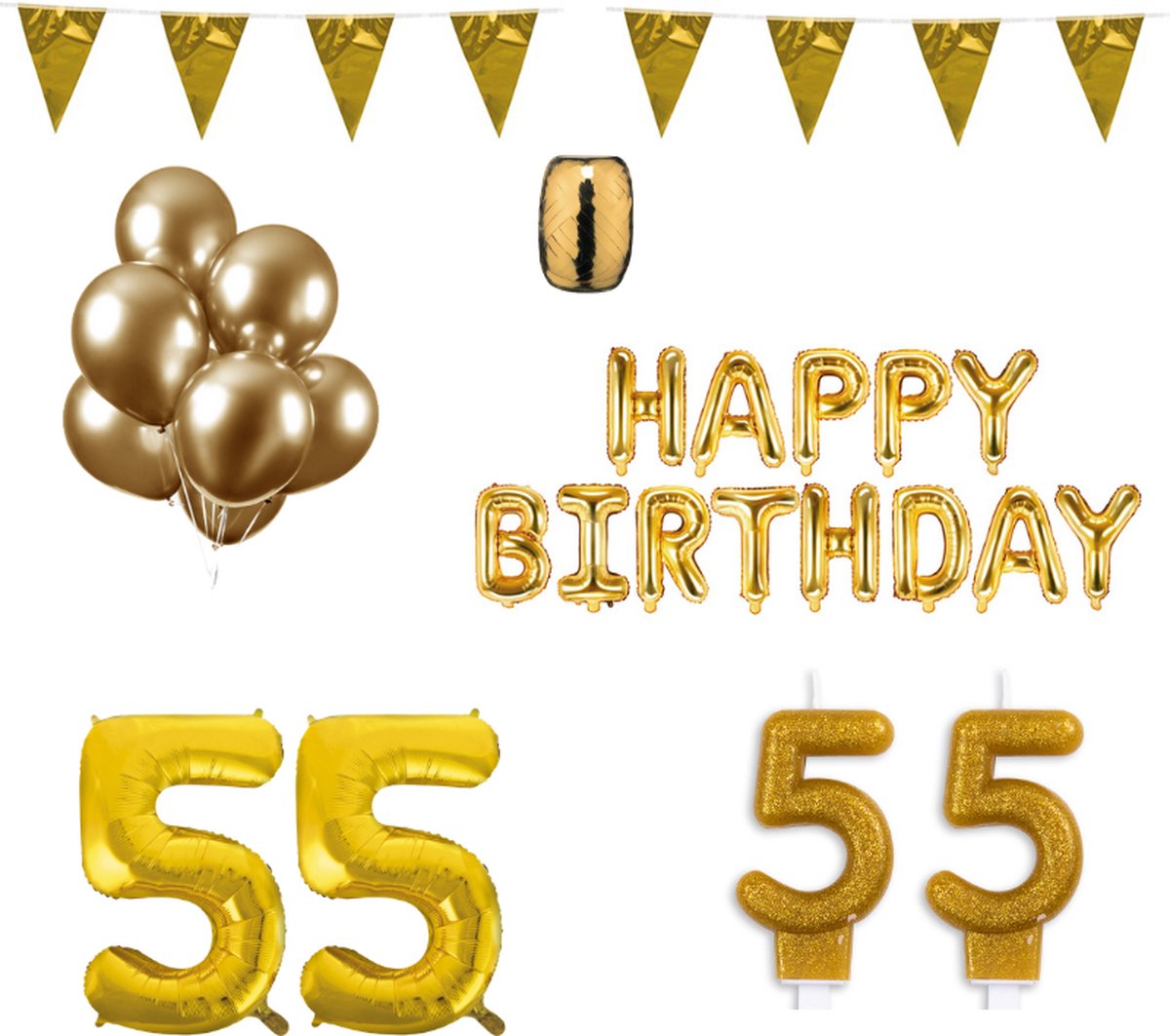 55 jaar Verjaardag Versiering Pakket Goud | bol.com