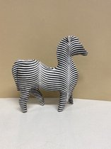 Decoratief zebra beeld - polyresin - zwart+wit - hoogte 19x19x8 cm - Woonaccessories - Woondecoratie - Decoratieve beelden