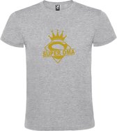 Grijs  T shirt met  print van "Super Oma " print Goud size M