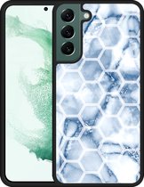 Galaxy S22+ Hardcase hoesje Blue Marble Hexagon - Designed by Cazy