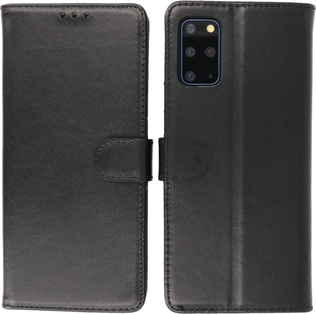 Hoesje Geschikt voor - Echt Lederen Wallet Case Telefoonhoesje - Zwart