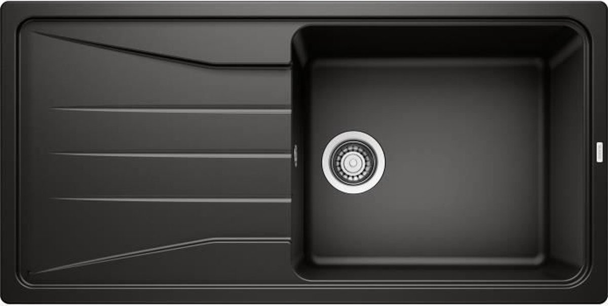 Silgranit keukenspoelbak 100 x 50 cm zwart, ingebouwd, 1 omkeerbare afdruipbak, BLANCO SONA XL 6S, handmatige afvoer, sifon