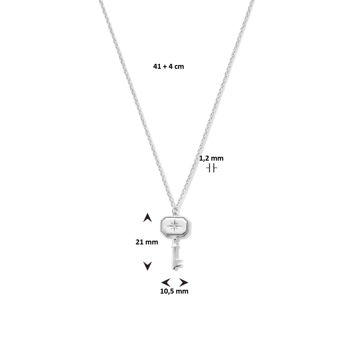 Cataleya Jewels Collier Sleutel 1,2 mm 41 + 4 cm Zilver