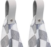 SETPRIJS - 2x Leren magneet-lus - LICHTGRIJS - Handles and more®  (handdoekhaak - handdoekhaakje - handdoeklus - handdoekhanger - magnetische handdoekhouder)