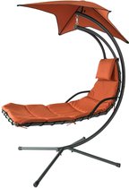 Mara Schommelstoel - Ligbed met parasol - Zwevende ligstoel - Zonnebed - Oranje - 170 x 210 x 100 cm