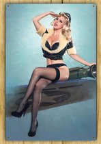 Sexy Leger Pin up - Propaganda WO2 Vrouwelijke militair vliegtuig pinup Metalen Wandbord Poster plaat muurbord decoratie  Militaria