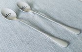 Set van twee Koffie lepels dessert lepels lepeltjes coffee spoon met tekst gegraveerd “let’s have coffee together - forever”