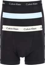 Calvin Klein trunks (3-pack) - heren boxers normale lengte -  zwart met gekleurde tailleband -  Maat: M