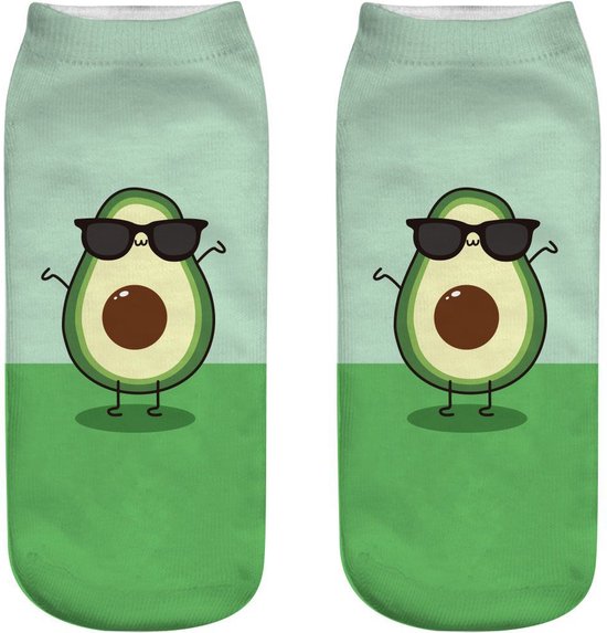 Avocado-Zonnebril-Grappig-Groen-Onesize-Unisex-Socks-Sokken