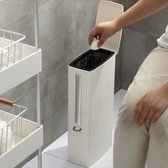 K&M Goods inbouw prullenbak- 3 In 1 Smalle Prullenbak - Vuilnisbak- Wc Borstelset- handig in Badkamer - Handig voor wc - Vakje voor doekjes