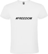 Wit  T shirt met  print van "# FREEDOM " print Zwart size XXXXL