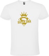 Wit  T shirt met  print van "Super Oma " print Goud size XXXXXL